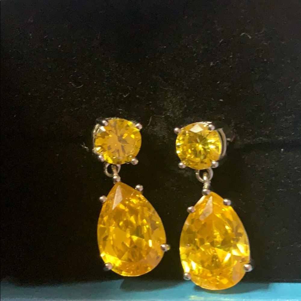 Canary yellow tear drop earrings